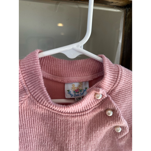 12m Allison Busy Bee Smocks ribbed sweater romper - Picture 3 of 4